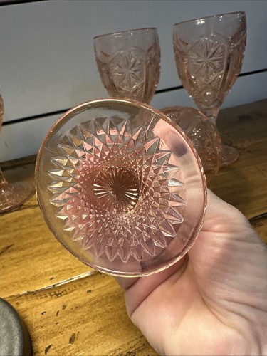 Imperial Glass Ohio Mogul Variant Pink Water Goblets- Set of 4 Depression Glass - Picture 4 of 11