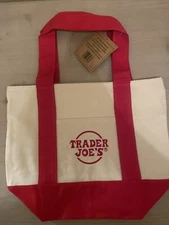 NEW Trader Joe’s Mini Canvas Tote Bag Red