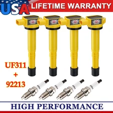 4X UF311 Ignition Coil & 4X Spark Plugs 92213 for Honda Accord 2.4L L4 2003-2007