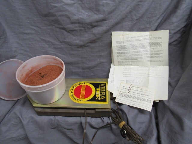 Vintage VIBRA-TEK Brass Polisher with Instruction / Warranty Card & Walnut Media