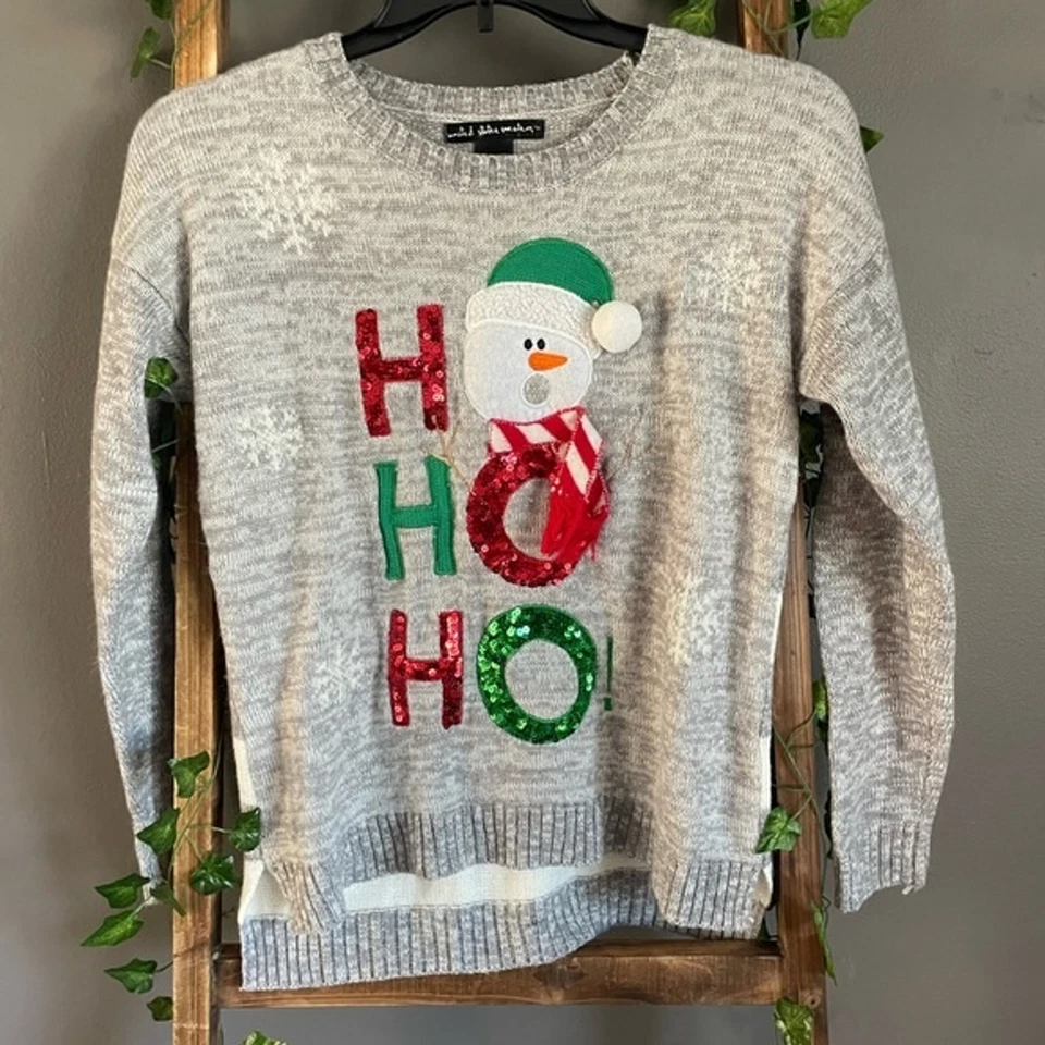 Suéteres de Estados Unidos a Rayas Vacaciones con Muñeco de Nieve y Lentejuelas Navidad Foto 2 de 4
