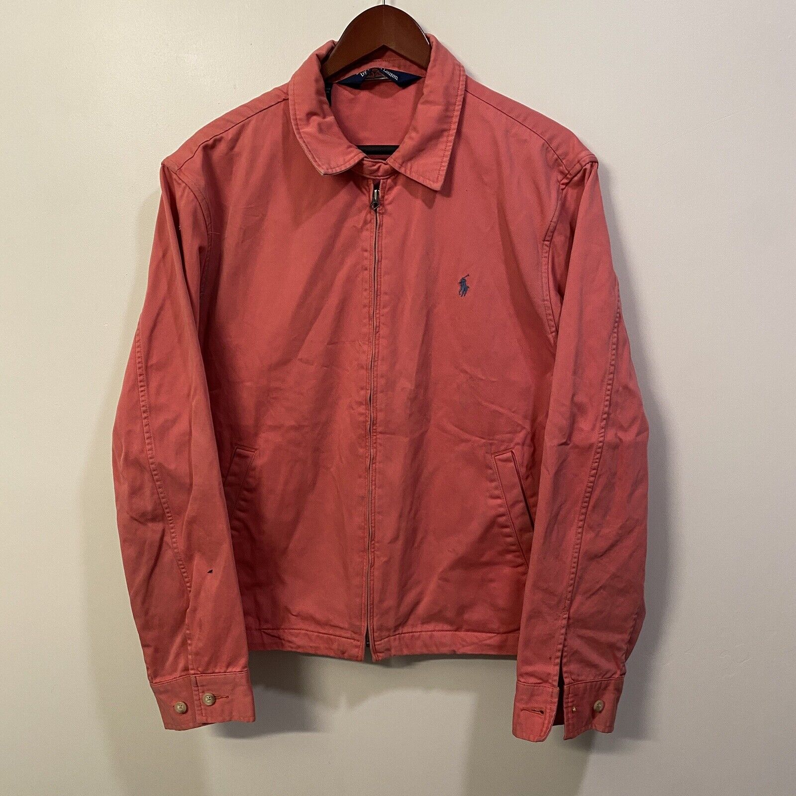 Vintage 90s POLO RALPH LAUREN Harrington Bomber Jacket L Salmon Pink