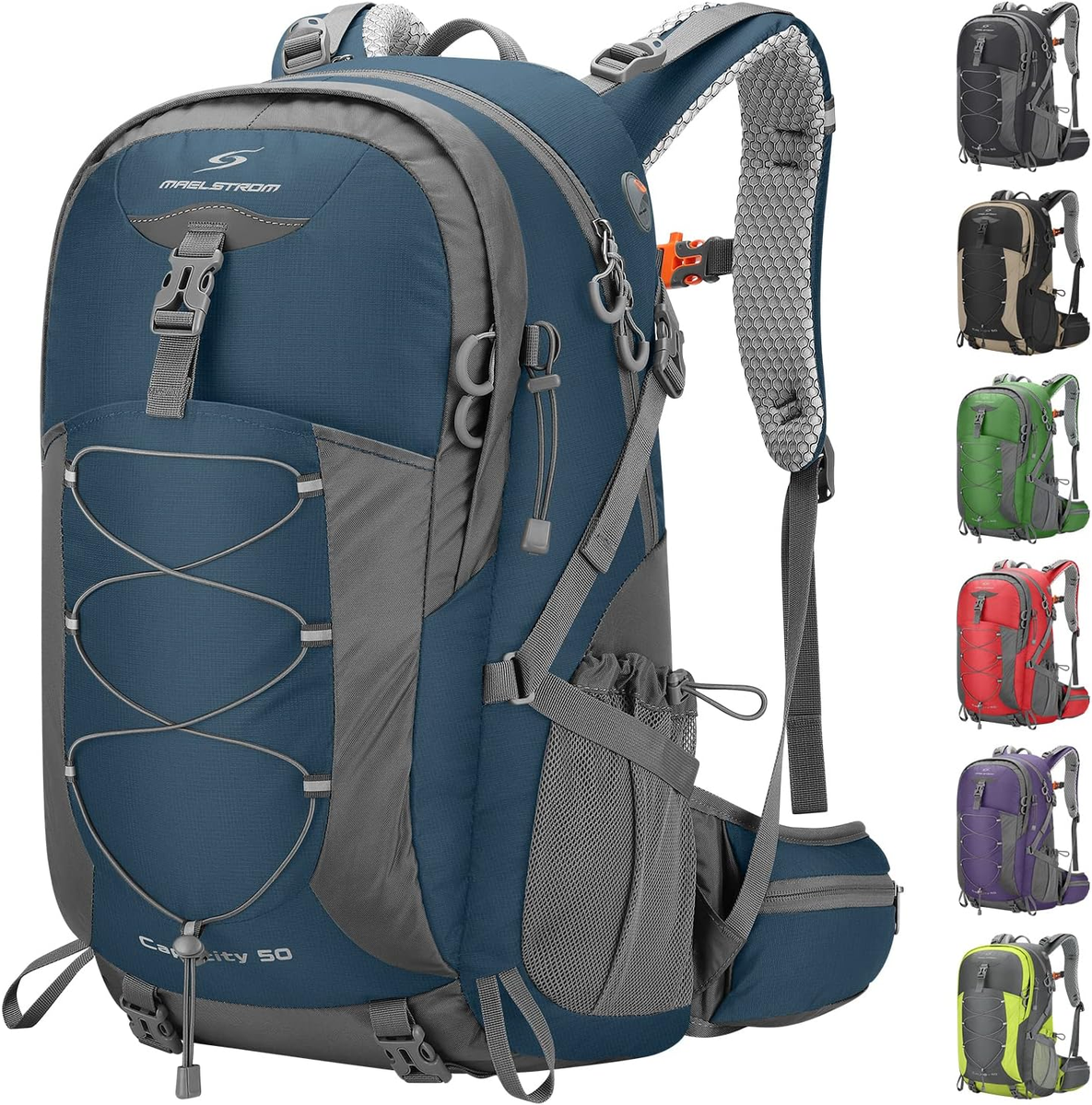 50L Waterproof Hiking Backpack with Rain Cover - Lightweight Travel  Daypack, Blu | eBay