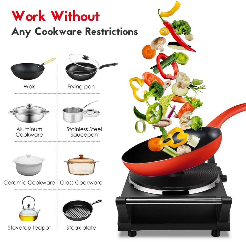 Hot Plate Portable Electric Stove 1500W Countertop Single Burner with