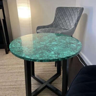 Elegant Round Malachite Coffee Table Top | Counter Top | Dining Table Top Custom