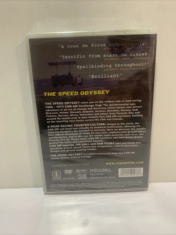 CAN-AM: The Speed Odyssey *Rare OOP New/Sealed* Region 1 DVD Sam Posey, Jim Hall - Image 2 of 4