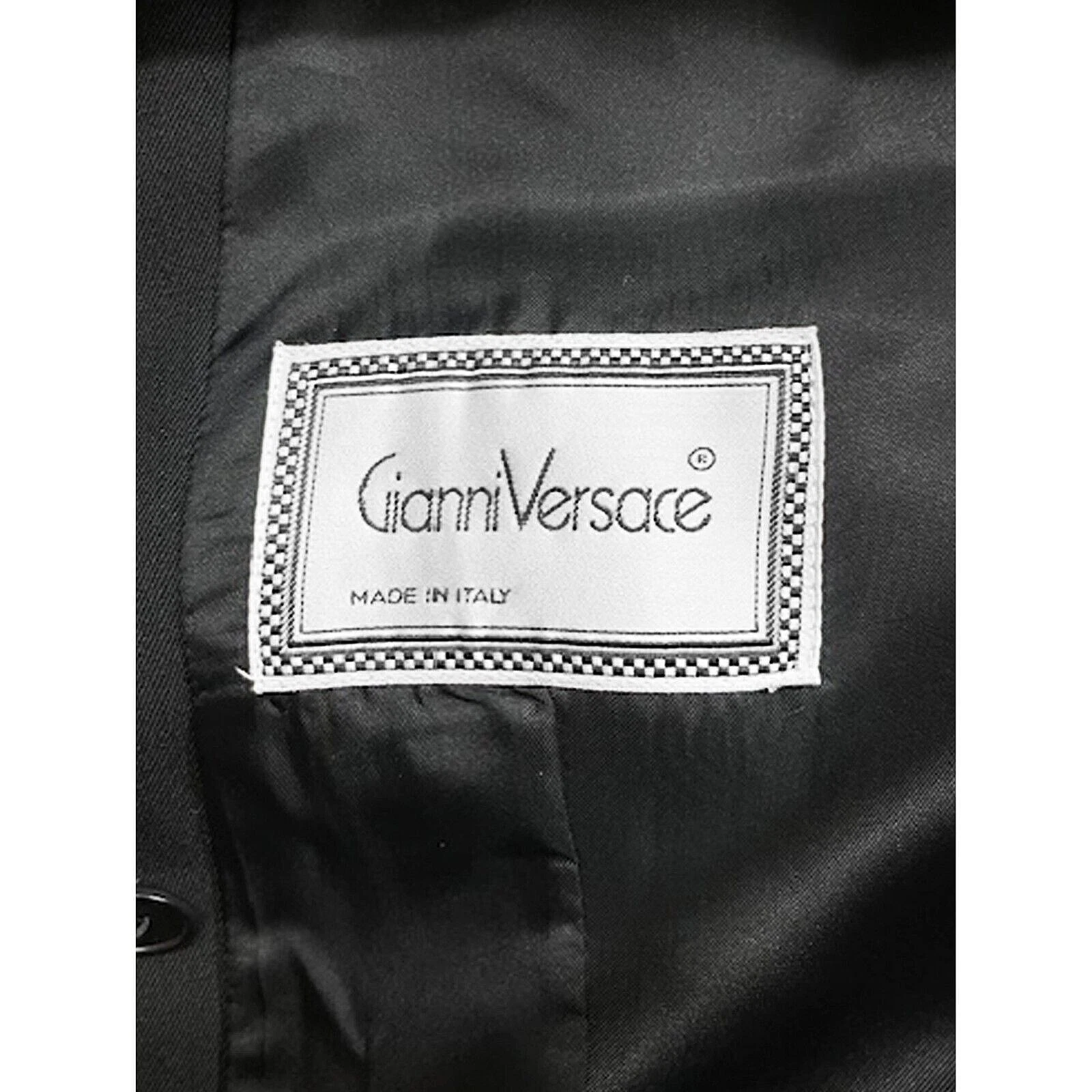 GIANNI VERSACE Cappotto Principessa Gabardine Lana Nero Vintage TAGLIA 8
