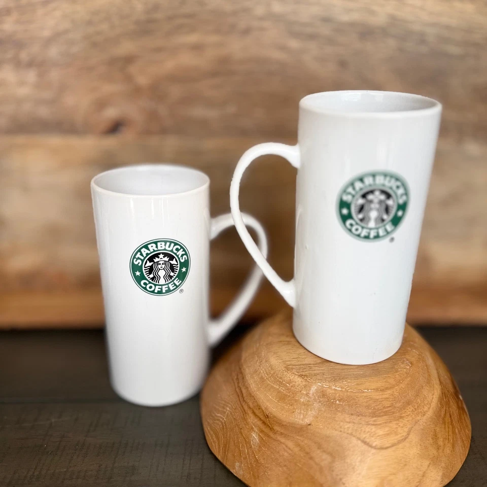 Juego de 2 tazas de café Starbucks blancas altas 14 oz cerámica 2008 Foto 2 de 4