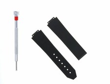 21MM RUBBER WATCH BAND DEPLOYMENT CLASP FOR H 38MM HUBLOT  SCREWDRIVER BLACK