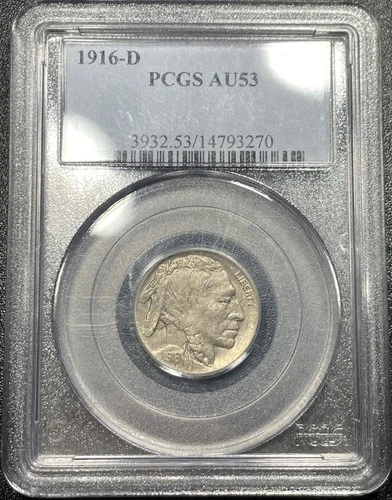 1916-D Buffalo Nickel 5c PCGS AU55 Better Date