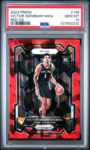 2023-24 Panini Red Ice Prizm #136 Victor Wembanyama RC Rookie PSA 10 GEM MINT
