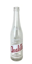 1958 Quality Beverages Soda Bottle Red White ACL Muskogee OK
