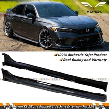 For 22-26 Honda Civic Yofer V2 Meteorite Gray Black 2 Toned Side Skirt Extension