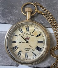 Vintage Victoria 1875 Brass Pocket Watch   Antique Collectible Christmas Gift