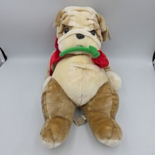 Vntg Bestever Bulldog Plush Dog Holding A Rose  Laying Down Valentine Day Gift