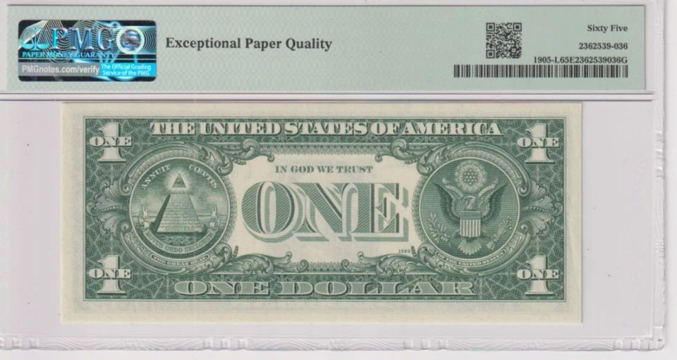 Fr 1905-L 1969B $1 FRN L84517311B PMG 65EPQ GEM CU SAN FRANCISCO 1969-B - Image 2 of 2