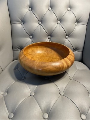 WOODEN CEDAR? BOWL SIGNED BY MAKER HANDCRAFTED USED IN GOOD CONDITION