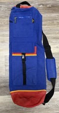 VTG Yoga Mat Carrier Bag 90s Color Block Multi Zip Pocket Canvas Shoulder Strap