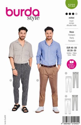 Schnittmuster Hüfthose mit Bügelfalten Burda a5722 46-56 Herren