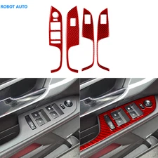 Red Carbon Fiber Window Lift Switch Cover Trim Panel For GMC Terrain 2010-2017