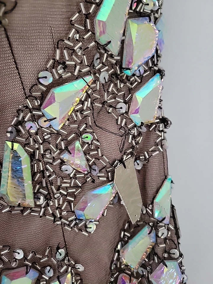 TONY BOWLS 派对礼服 8 码串珠珠宝无肩带及膝 — 第 3/4 张图片