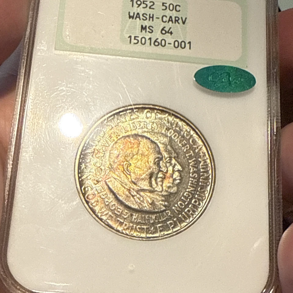 1952 50C MS64 NGC Toned Washington-Carver Half Dollar Amazing Toning Green! - Image 2 of 4