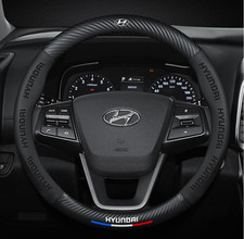 Coprivolante 15" pelle PU + fibra di carbonio per Hyundai 1992-2025 tutte le auto