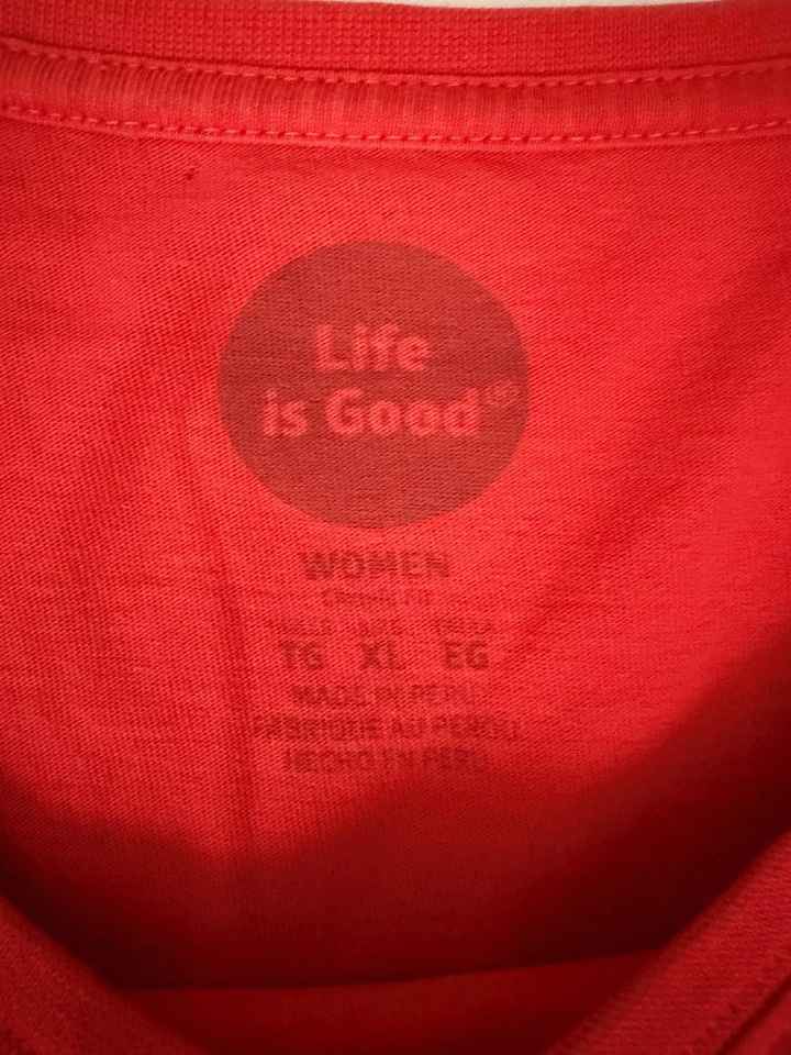 LIFE IS GOOD Camiseta Roja Manga Larga VACACIONES Navidad Mujer XL Foto 3 de 3