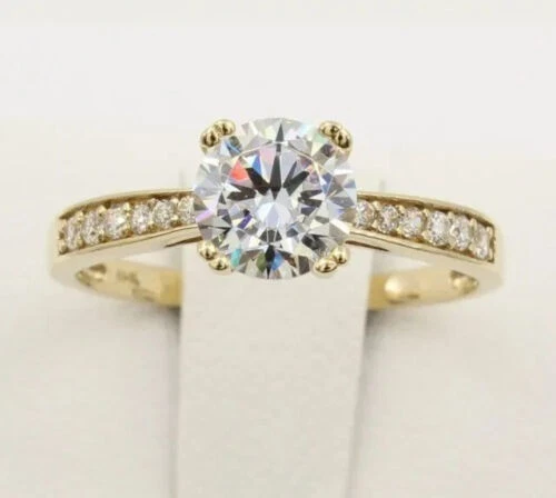 Art Deco Antique 2.10 Ct White Diamond Vintage Wedding Ring 14K Yellow Gold FN