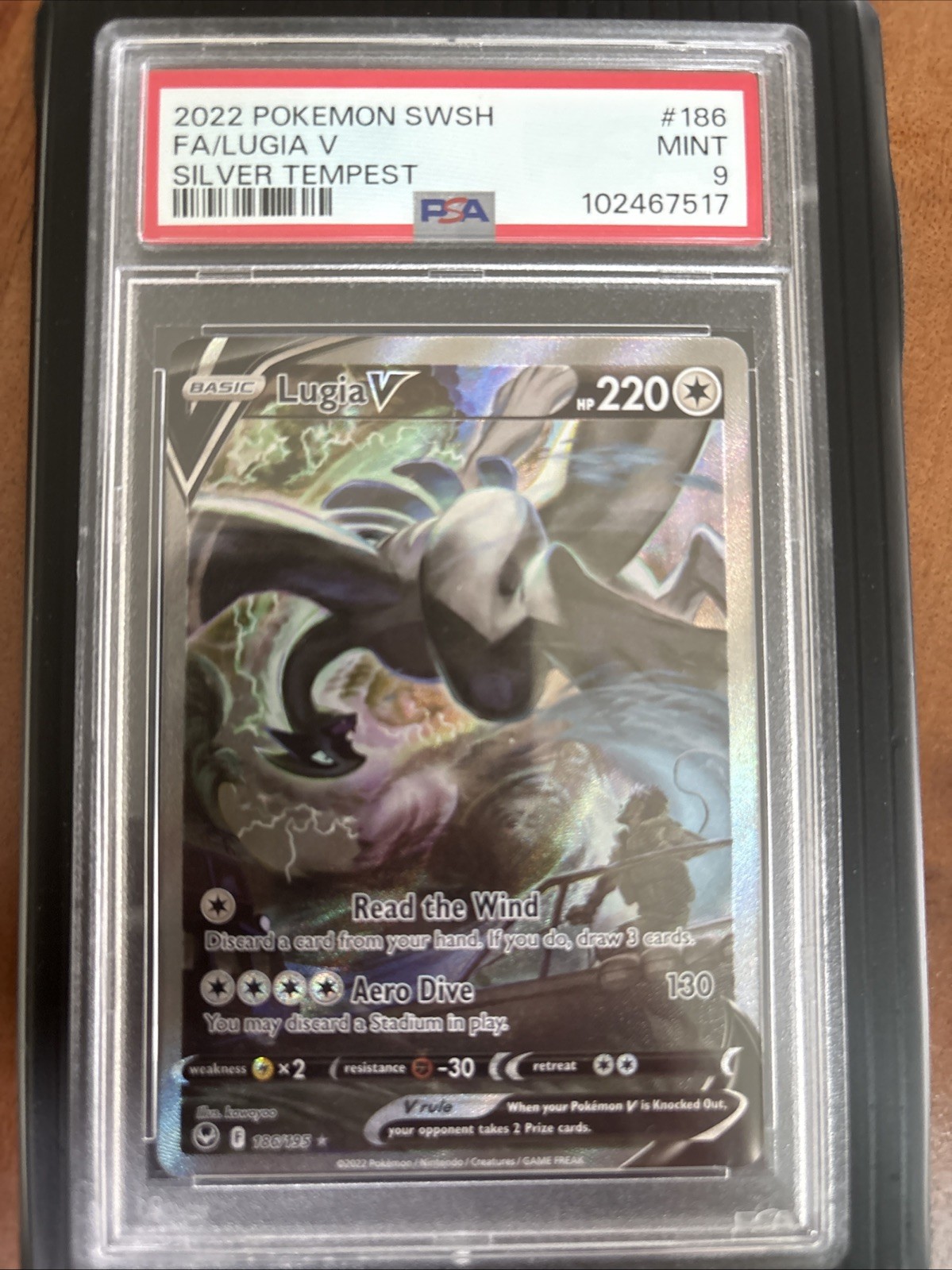 Lugia V Alt Full Art Holo 186/195 Silver Tempest 2022 PSA 9 Pokemon TCG