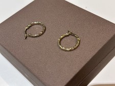 9ct Yellow Gold Fancy Diamond Cut Small Delicate Huggie Style Hoop Earrings