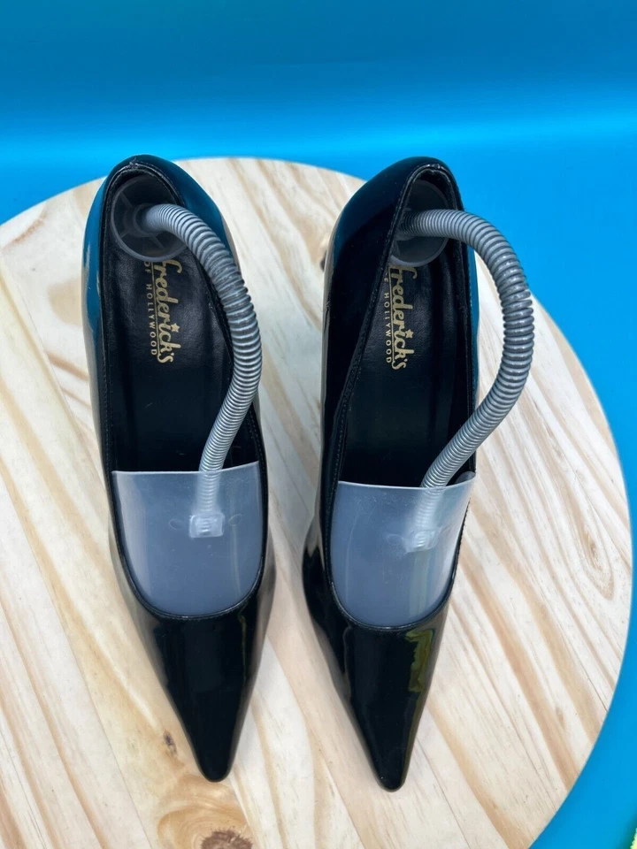 Frederick's of Hollywood Cut Out High Heels Women's Sz 9.5M Black Patent Leather - Image 4 of 4