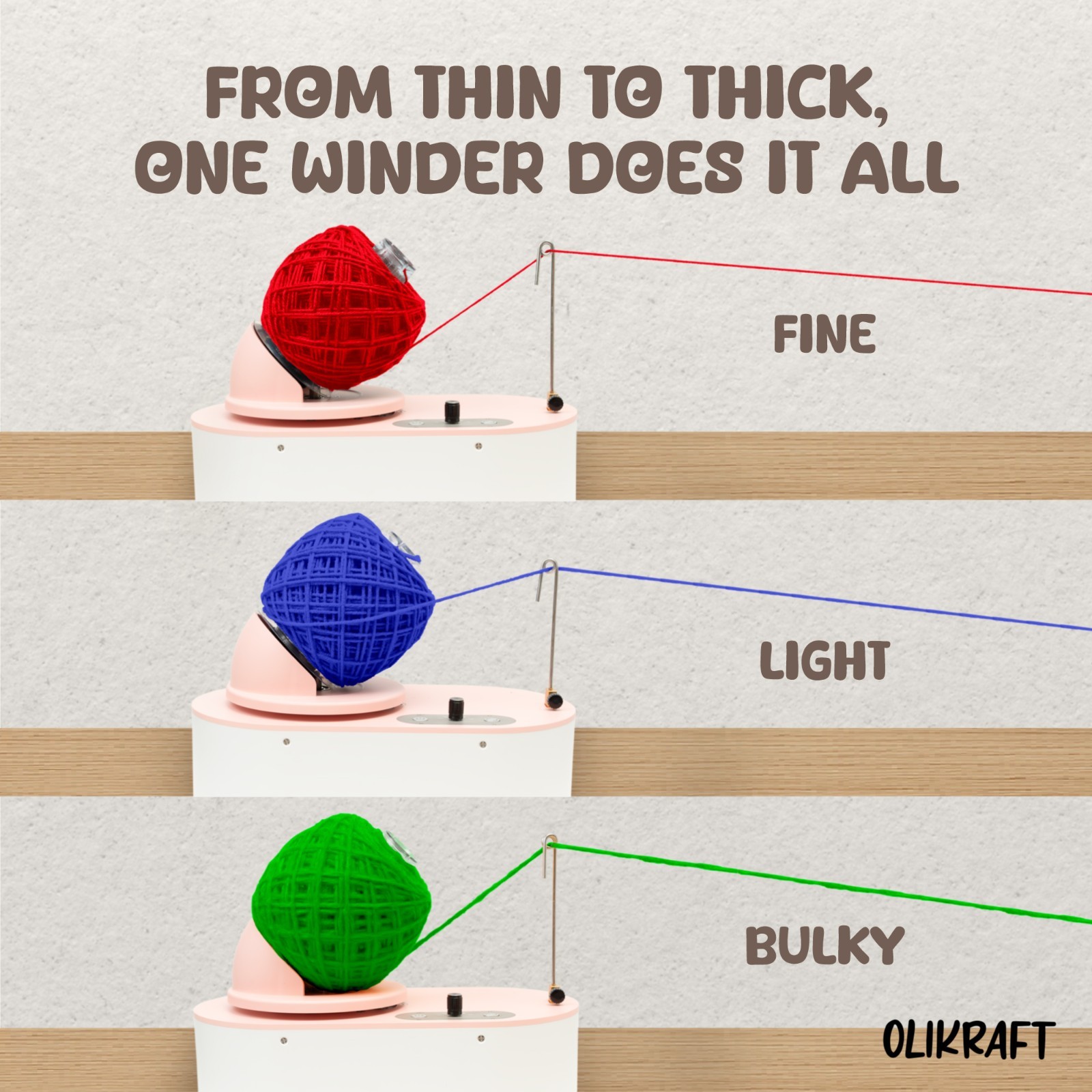 Olikraft Tabletop Electric Yarn Winder | Yarn Ball Winder | No Clamps Needed