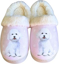 E S Pets Bichon Frise Snugg Slippers for Pet Lovers - Memory Foam, S/M