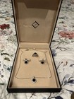 FAYENDRA Signed Silver Jewelry Set Ring Earrings Necklace Sapphire Round — photo 1