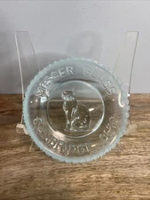 3.5" Mosser Sitting Kitten Blue Opalescent Glass Mini Plate Cambridge Ohio