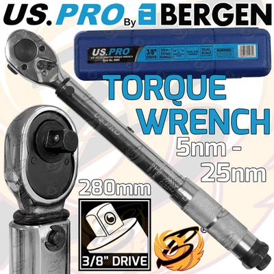 US PRO 3/8" Drive Calibrated Torque Wrench Adjustable Reversible 5Nm - 25Nm - Image 1 of 4