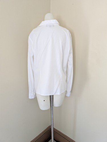 Camisa Y2K Office Core Botón Frontal 14 Blanco Crujiente Carrera 100% Algodón Ajustado - Imagen 7 de 10
