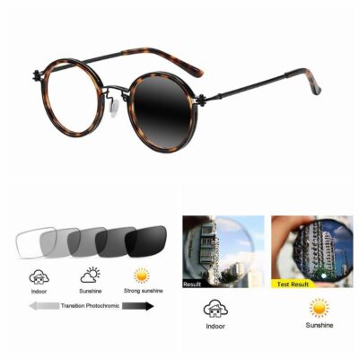 Bifocal Unisex Round Retro UV400 Bifocal Transition Photochromic +1.0 1.25 ~+3.0