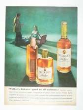 Walkers DeLuxe Vintage Whiskey Advertising Print Retro Art Picnic MOD Bar Decor