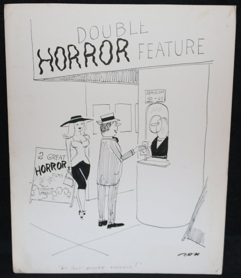 Double Horror Feature Movie Date Humorama Gag - Signed art by Al Ross Comic Art