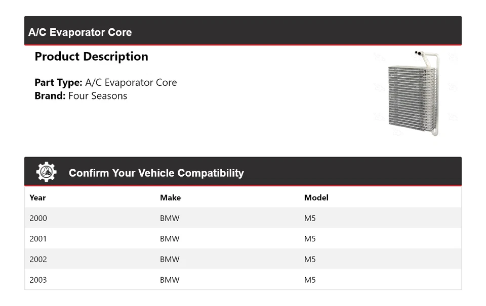 Ядро испарителя кондиционера для BMW M5 2000-2003 4 сезона 2001 2002 - Изображение 2 из 4