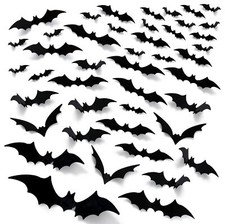 Bats Wall Decor, 170 Pcs 3D Bat Halloween Decorations, Windows Stickers 6 Sizes