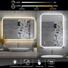 MIQU LED Badspiegel mit beleuchtung 80x60 100x60 50x60cm Badezimmer Wandspiegel