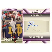 2020 SAGE HIT Premier Draft Purple #A46 Ray Wilborn Rookie Autographed Card. rookie card picture