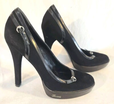 *GUCCI Women's Size 8.5 Black Suede Leather High Heels Shoe Stilettos Pumps  