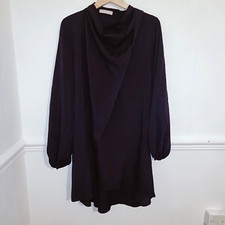 Mango Womens Dress Purple Size S UK 12 14 Wrap Cowl Neck Long Sleeve Event