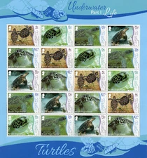 British Virgin Islands BVI Turtles Stamps 2017 MNH Underwater Life Pt 1 20v M/S