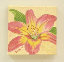 Original Acrylic Painting Of  Daylily-Flower Art-Still Life-Realism-Floral Art