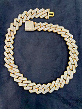 73Ct Real Moissanite "24mm x 24" Miami Cuban Link 14K Yellow Gold Plated Silver